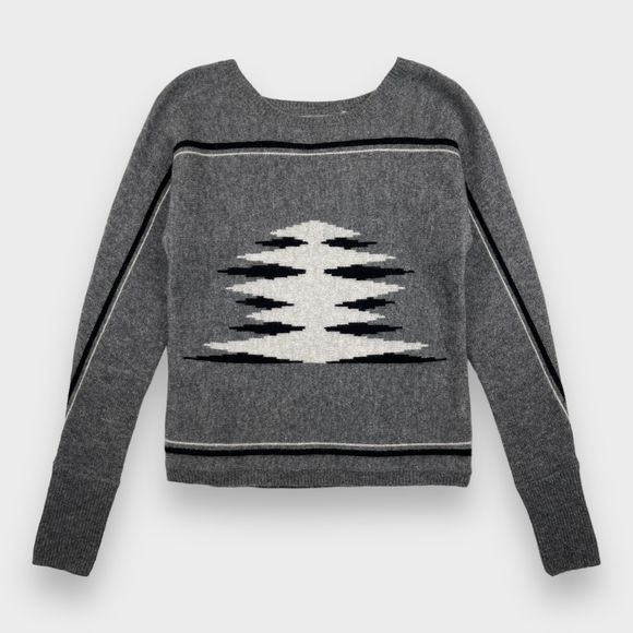 27 Miles Malibu Sweaters - NWOT 27 Miles Malibu Women's XS 100% Cashmere Sweater Gray Chevron Pullover